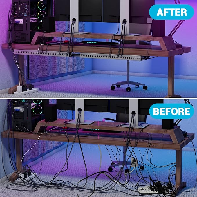 Open Slot Wire Duct Kit, 125.6"(8 x 15.7) Server Rack Cable Management, Cable Management Raceway for Hide Network HDMI VGA Cable, Wiring Raceway Cable Duct, Desk Wire Channel, 8 Pack, Grey