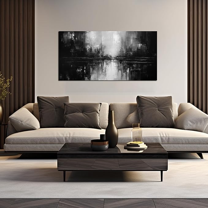 Abstract Wall Pictures for Living Room,Black Art Paintings for Wall Office Wall Art Bedroom Wall Decor 20 x 40 Inch