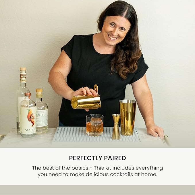 A Bar Above 4-Piece Cocktail Shaker Set, for Professional and Home Bar, Premium Bar Kit Gifts, Includes Strainer, Japanese Jigger, and Boston Shaker Set