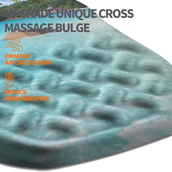 Ergonomic Slope Mouse Pad Wrist Support, Wrist Rest Mousepad for Carpal Tunnel Pain Relief with Massage Bulge and Slow Rebound Memory Foam (12x8 inch, Beach Coconut Trees)