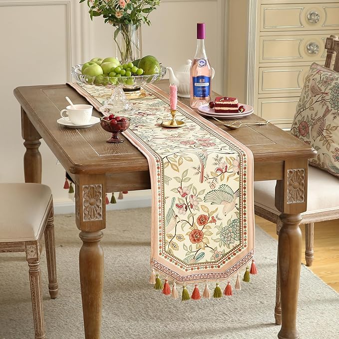 patdrea Velvet French Table Runner Farmhouse for Home Kitchen Dining Decor Parties Family Dinners Wedding 12"*71"