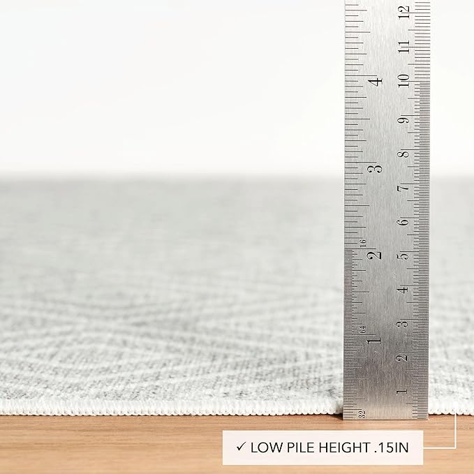 Dash and Albert Diamond Machine Washable Area Rug - Runner - 2.5' x 8' Platinum/White - Diamond Accent Rug - Anti-Slip Backing, Lightweight, Machine Washable, High Traffic Areas Kitchen, Laundry Room