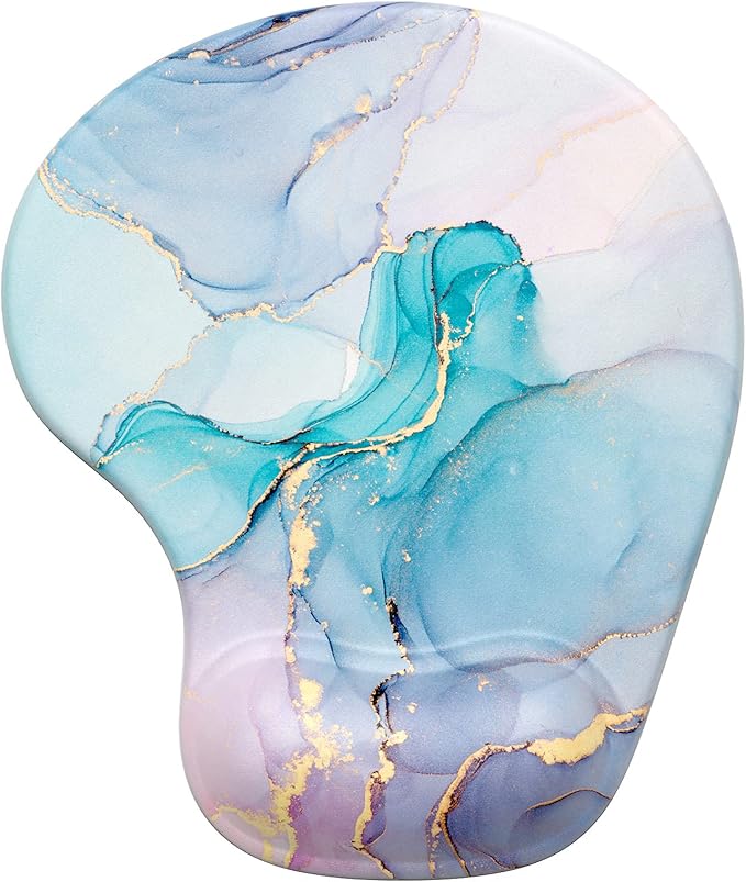 Hsurbtra Ergonomic Mouse Pad with Wrist Rest Support, Gel Mouse Pads with Non-Slip PU Base, Pain Relief Memory Foam Computer Mat, Cute Office Supplies Desk Decro Accessories, Marble