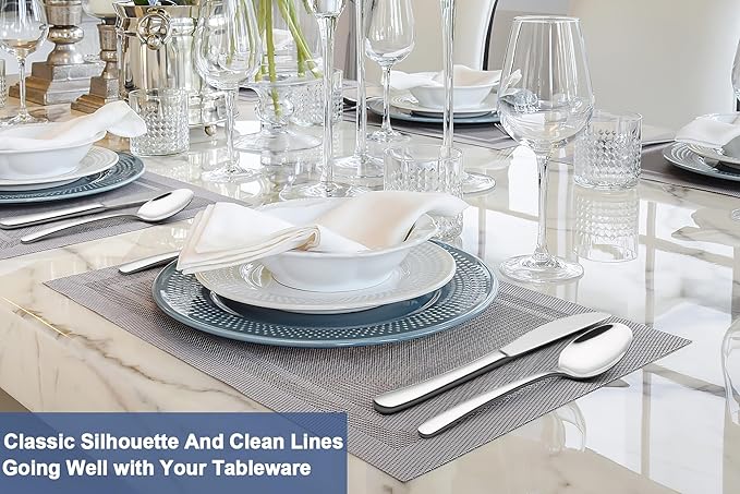 60-Piece Silverware Set for 12, Wildone Premium Stainless Steel Flatware Set, Heavy Duty Cutlery Utensil Set for Home Restaurant, Include Fork Knife Spoon Set, Dishwasher Safe