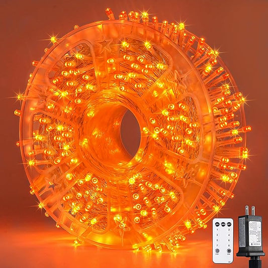 JMEXSUSS 400 LED Orange Lights for Halloween Decor, 132ft Orange String Lights Plug in with Remote, Halloween Light for Fall Room Garden Patio Party Haunted House Indoor Outdoor Decorations