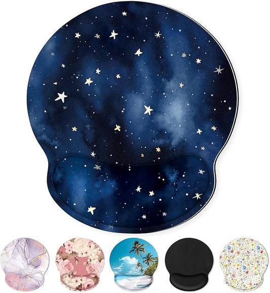 Ergonomic Mouse Pad with Wrist Rest, Small Mousepad with Non-Slip Rubber Base and Smooth Surface, Blue Mouse Pads for Desk, Office Desk Accessories