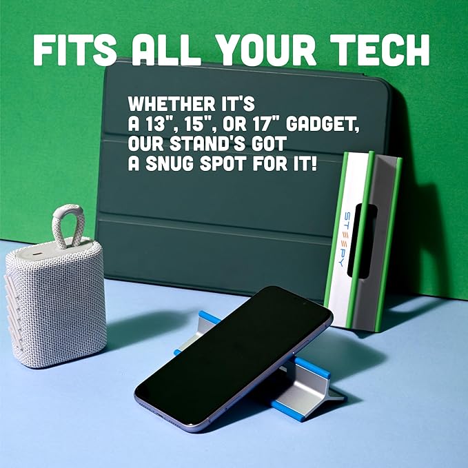 Steepy Portable Laptop Stand for Desk – Adjustable Height, & Portable Laptop Holder – Ergonomic Computer Stand for Cooling & Comfort – Slip-Proof, Sturdy Design – Universal Fit for 13-17 Inch Devices