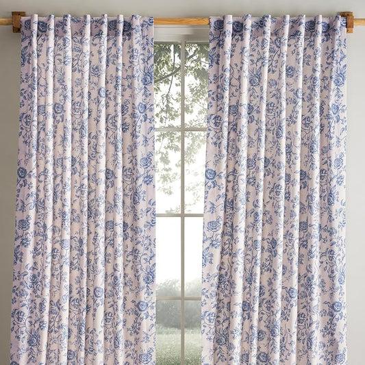 Maison d'Hermine Curtains for Living Room 100% Cotton 124 inch Length Two Panels Window Curtains for Bedroom with Loop & Rod Pockets - Roy, 50" W x 124" L