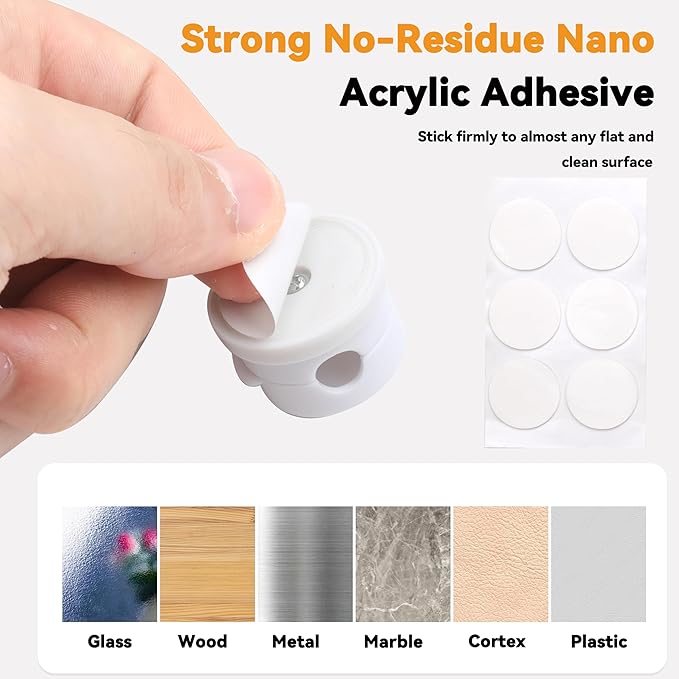 6 Pack Cable Management Clips[Upgrade Rotatable] Home Office Desk Cord Keeper Organizer Accessories Charger USB Wire Organizer Cord Holder for Nightstand (White)