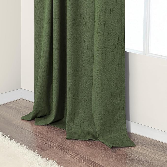 Christmas Green Blackout Curtains for Bedroom Linen Light Pale Olive Green Room Darkening Window Drape Black Out Dark Curtains for Ceiling Door Living Mid Century Modern Decor 108 Inches Long 2 Panels