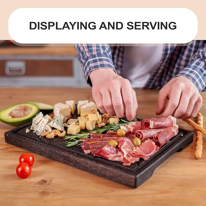 Wooden Steak Board Solid Oak Serving Barbecue Platter Natural Thick Cutting Plate Durable & Quality (Large)