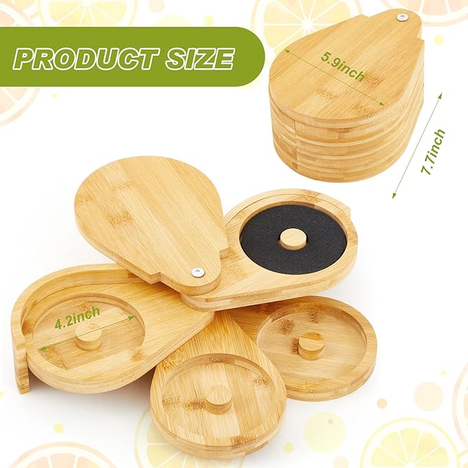 Mifoci Bamboo 4 Tier Margarita Salt Rimmer Set Salt and Sugar Glass Rimmer Set with Lid and 5 Sponges Home Bar Accessories for Cocktails Drinks House Party Bartender Supplies