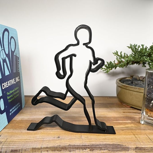 Runner Sculpture – Minimalist Running Figurine | Motivational Gift for Runners, Athletes & Fitness Lovers (Athletic Male Runner Matte Black)