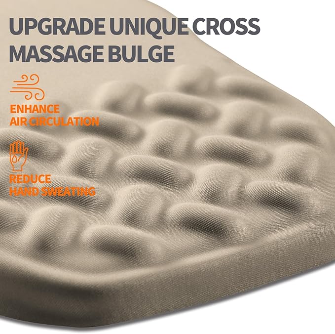 Ergonomic Slope Mouse Pad Wrist Support, Wrist Rest Mousepad for Carpal Tunnel Pain Relief with Massage Bulge and Slow Rebound Memory Foam (12x8 inch, Apricot)