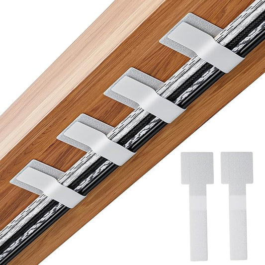 Adhesive Wire Management, 100pcs Hook and Loop Cable Ties, Adjustable Cable Straps, Sticky-Back Cord Organizer for Kitchen Appliances, Office, Home - White