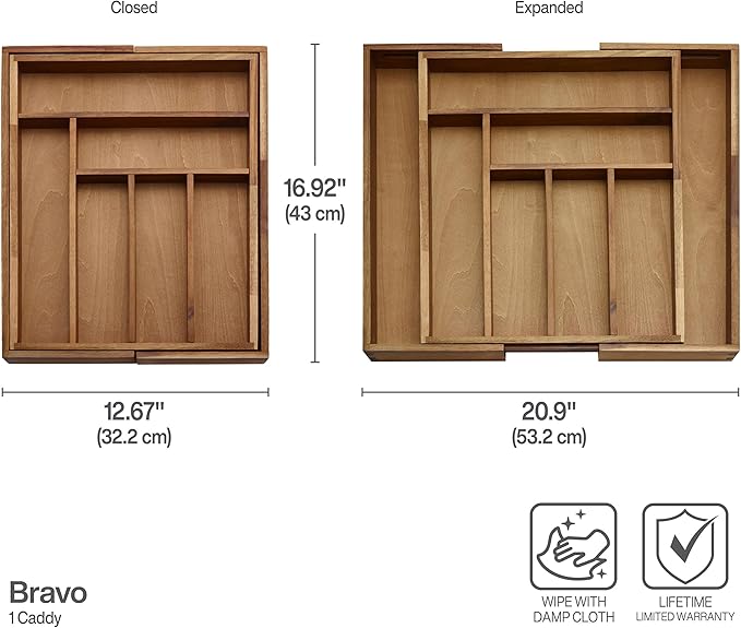 Mikasa Bravo Flatware Service for 8 with caddy, 18/10 Stainless Steel, Silverware Set with Serving Utensils and Expandable Caddy, 52 Piece