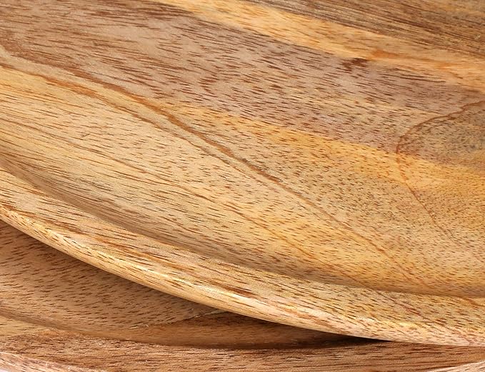 Alpha Living Home Round Wood Chargers Plates 11 Inch Natural Wood Charger Plates Set of 4 - Serving Plates for Dinner, Wedding, Tabletop Decor, Holiday, Party, Baby Shower, Event Decoration (Natural)