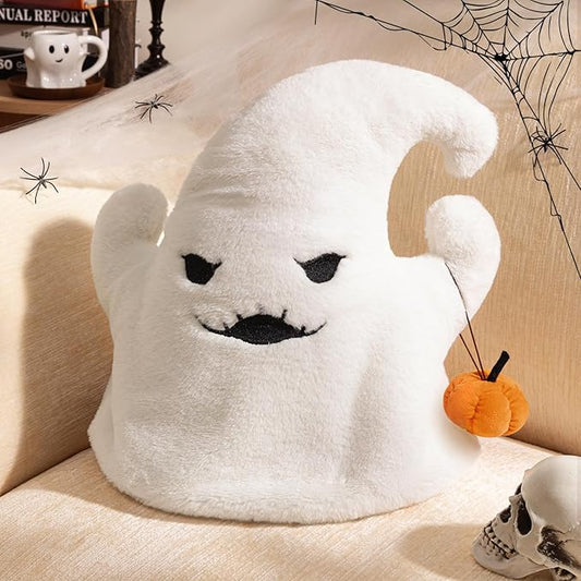 Ashler Ghost Pillows - Cute Shaped Throw Pillows, White Halloween Decor with Pumpkin, 20x16 inches