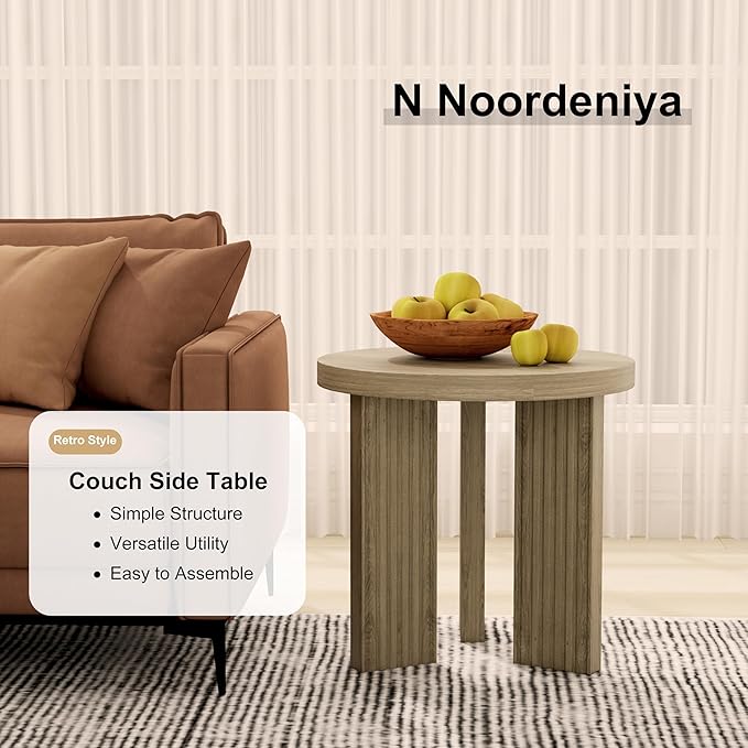 Small Round Side Table, 17.52" Coffee Table with Smooth Thick Mesa, Circle End Table with X Shaped Stable Legs, Accent Tea Table for Living Room, Office, Walnut