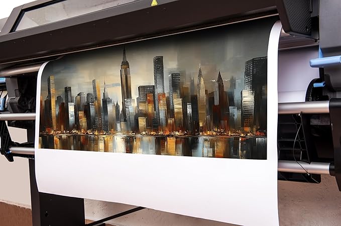 GUGIKA City Wall Art for Living Room, Gold and Grey Wall-Decor for Bedroom, Modern Cityscape Poster Canvas Print, Size 40 x 20 Inches