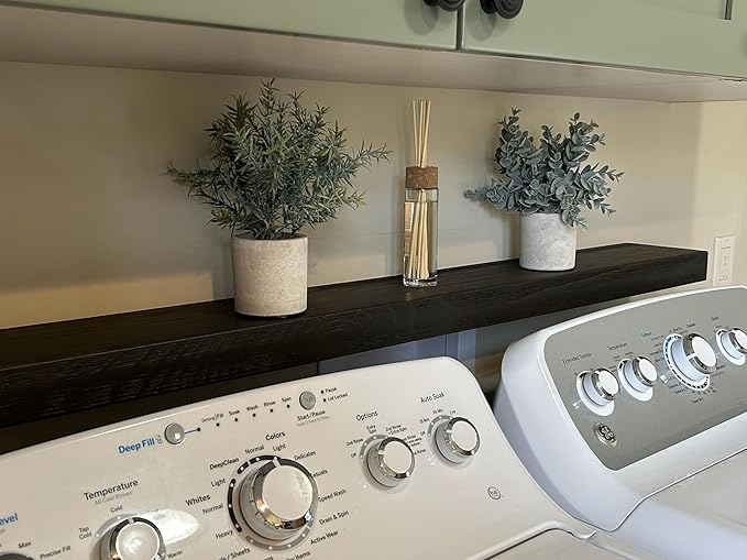 joelsantiques - 60 Inch Wooden Floating Shelves for Wall - 60x6x2 in - Made of Natural Wood - Long Heavy Duty Rustic Wall Shelves for Bedroom - Perfect for Living Room, Kitchen - Black