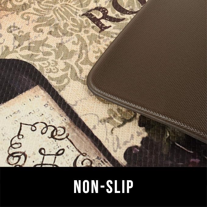 FRESHMINT Farmhouse Kitchen Mats Sets 2 Piece Cushioned Comfort Mat for Home & Office Ergonomically Engineered Memory Foam Kitchen Rug Waterproof Non-Skid, 30" by 17" + 47" by 17",Wine