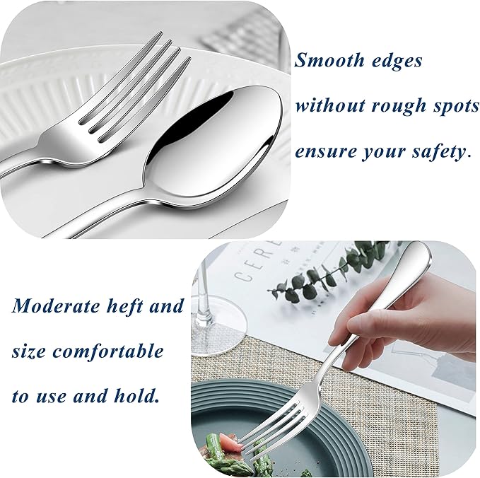 Herogo 18/10 Stainless Steel Silverware Set, 20-Piece Fancy Flatware Cutlery Set for 4, Modern Tableware Eating Utensils for Home Restaurant Wedding, Mirror Polished, Dishwasher Safe