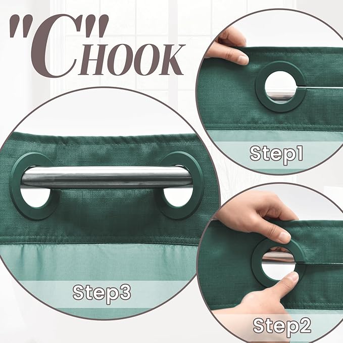 No Hook Slub Textured Shower Curtain with Snap in Liner - Peacock Blue Fabric Outer Curtain & Waterproof Inner Liner, Hotel Style with See Through Top Window, 71x74 in