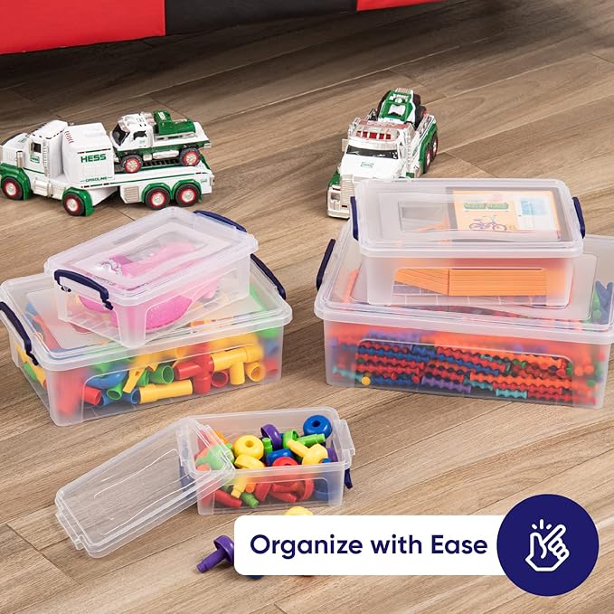 Superio Storage Bins with Lids- Clear Boxes for Organizing, Stackable Plastic Containers- BPA Free, Non-Toxic, Odor Free, Organizer for Home, Office, Dorm, 28.5 Qt, 3 Pack