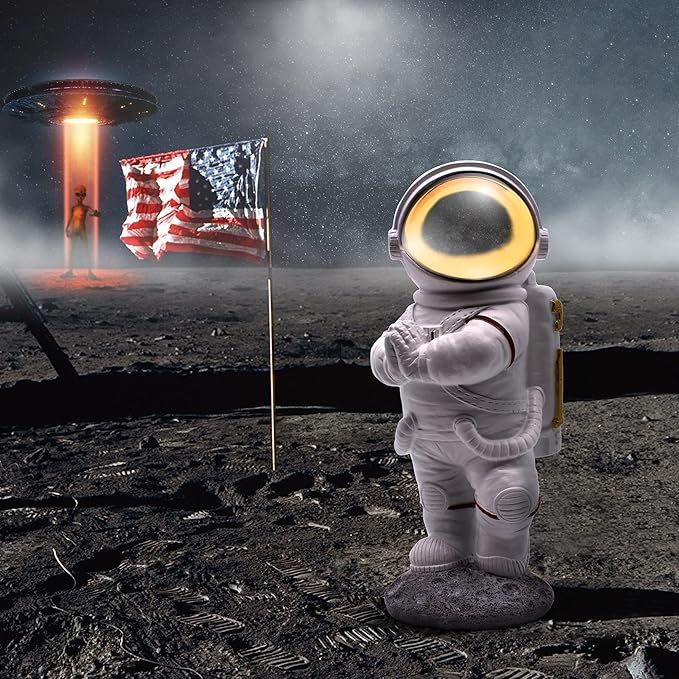 Astronaut Figurine Statue for Desk and Office Decor - Mini Spaceman Figures for Shelf, Gaming, and Men's Room Decorations - Space Gifts and Cool Masculine Home Decor Accessories