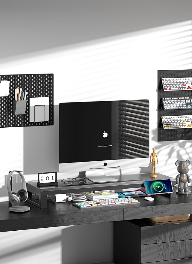 Computer monitor stand Laptop Desk Shelf & Monitor Riser ，27.55 inches long desk riser Monitors/PC/Laptop/Computer Space Saver Organizer (Basic Version, 700mm)