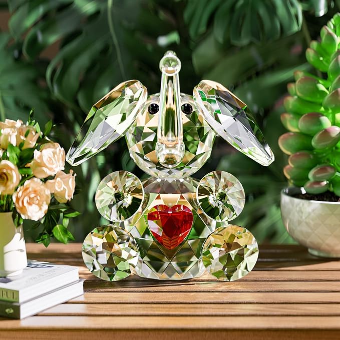 YWHL Cute Crystal Elephant Gifts for Women, Handmade White Elephant Gift Ideas, Small Drunk Animal Decor, Figurine Collection for Home Decoration