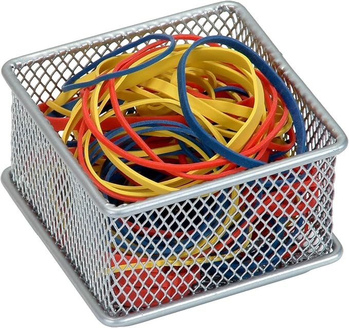 YBM HOME Silver Mesh Drawer Cabinet and or Shelf Organizer Bins, School Supply Holder Office Desktop Organizer Basket (2, 3x3x2 Inch)