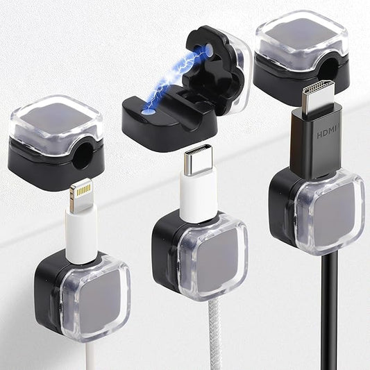 6 Pcs Cable Management Clips for Home Office Desk Cord Keeper Organizer Accessories Charger USB Wire Organizer Cord Holder for Nightstand Automotive (Black)