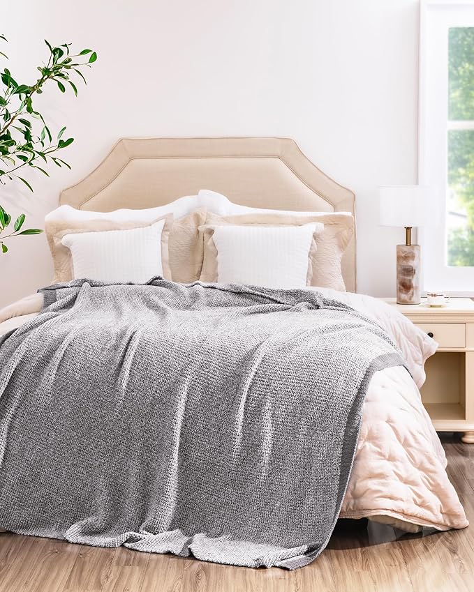 Super Soft Throw Blanket 60 x 80 Inches, Half Side Plush Fuzzy Blanket for Couch, Sofa, Bed & Chair, Warm Cozy Lightweight Knit Blanket for Fall & Winter