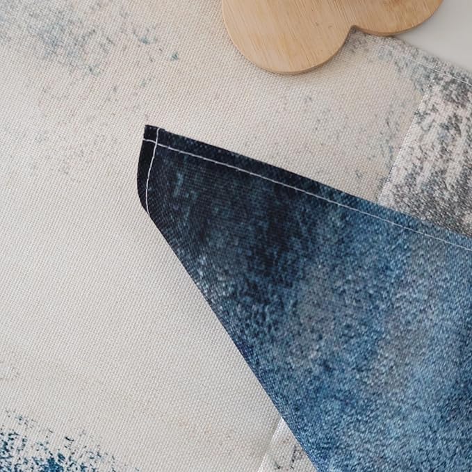 OYIMUA Blue and White Abstract Modern Table Runner, Art Rustic Kitchen Dining Table Decor for Holiday Home Party 13x72 Inches