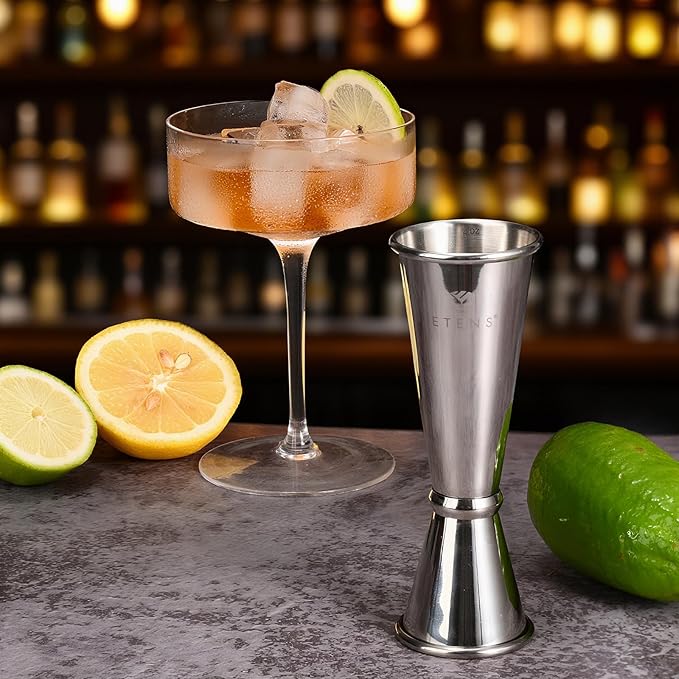 Japanese Jigger Set for Bartending 2 Pack - 1 oz 2 oz Cocktail Graduated Jigger | Easy Read Measurements Inside Shot Measure | Liquor Measuring Cup & Alcohol Measuring Tools| Metal Bar Jigger