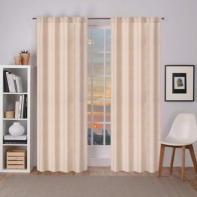 Natural Linen Tab Top Curtains 50x96 inch Set of 2 Panels - Long Flax Drapes for Living Room & Bedroom, Farmhouse Window Curtains, Rustic Linen Drapes for Modern Farmhouse & Boho Style Décor
