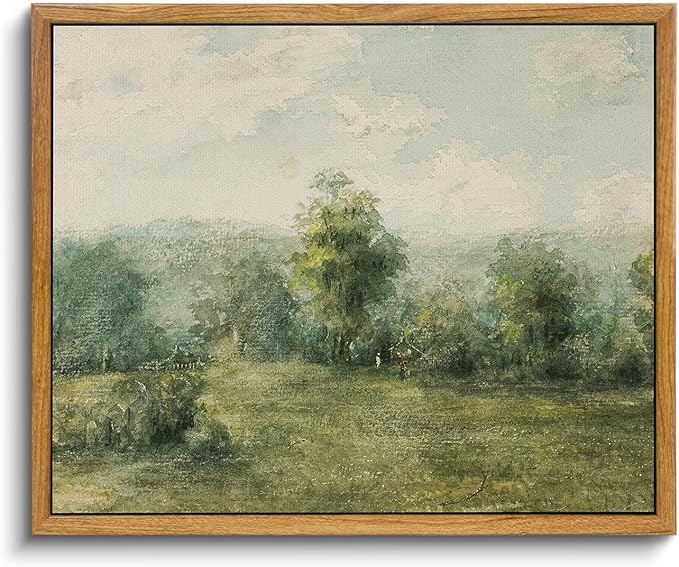 VIYYIEA Framed Canvas Wall Art Decor, Vast Grassland Landscape Prints Painting, Vintage Abstract Wall Art for Living Room Bedroom Bathroom Office, 9"x11"