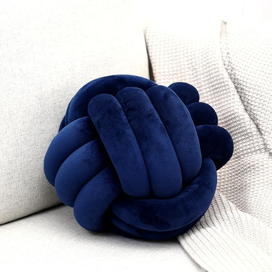 Petrella Knot Pillows Ball Round Throw Pillows Home Decor Cushion Decorative Aesthetic Throw Pillows，Navy 11inch