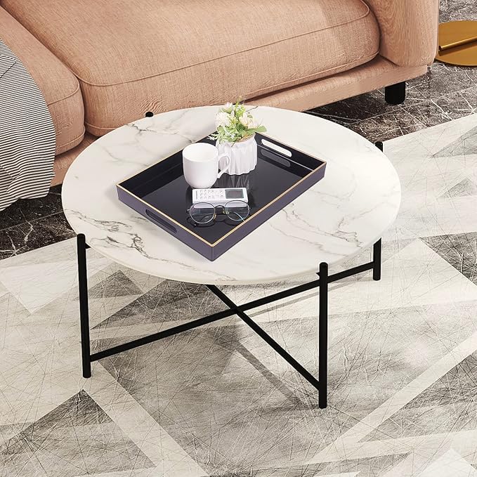 MAONAME Black Serving Tray with Handles, Rectangular Decorative Tray, Modern Coffee Table Trays, Plastic Ottoman Trays for Bathroom, Decor, 15.7” x 11.8” x 1.57"