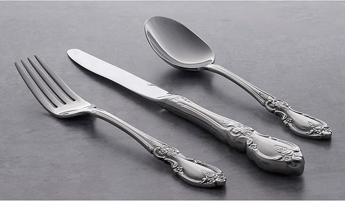 Oneida Louisiana 4-Piece Fine Dinner Spoons Set, 18/8 Stainless Steel Tablespoon Set, Service For 4, Dishwasher Safe Spoons, Silverware, Mirror Finish, Utensils, Flatware, Tableware (Silver, 4 Piece)