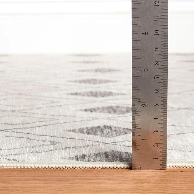 Dash & Albert Chandler Ivory Machine Washable Rug, 5 X 8 Feet, Ivory Geometric Pattern