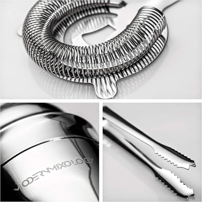 Cocktail Shaker Set Bartender Kit with Bamboo Stand – Professional Martini Shaker, Premium Stainless Steel Shaker Bottle, Complete Bar Accessories Gift Set and Mixology Kit for Home Bar & Drink Mixing