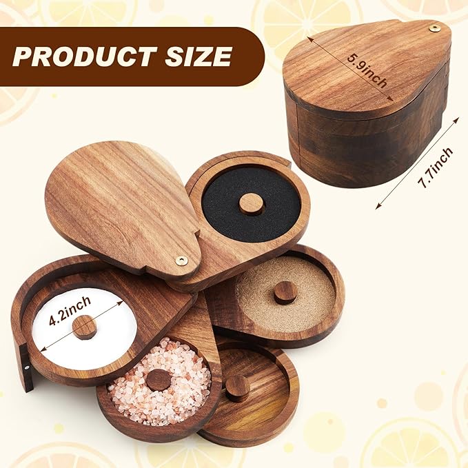 Mifoci Acacia 5 Tier Margarita Salt Rimmer Set Salt and Sugar Glass Rimmer Set with Lid and 5 Sponges Home Bar Accessories for Cocktails Drinks House Party Bartender Supplies