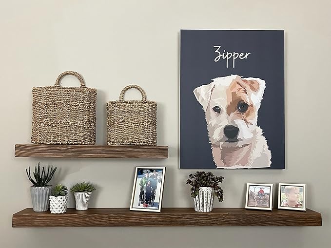 joelsantiques 42 Inch Wooden Floating Shelves for Wall - 42x6x2 in - Made of Natural Wood - Long Heavy Duty Rustic Wall Shelves for Bedroom - Perfect for Living Room, Kitchen - Medium Brown