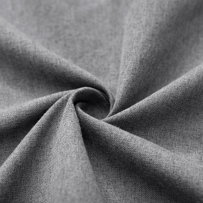 Awellife Farmhouse Cream Shower Curtain Button Linen Textured Woven Fabric,Country Style (Gray & Cream, 60" W x 72" L)