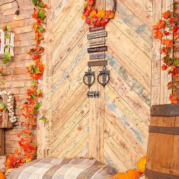 Hotop Fall Decorations for Home Thanksgiving Hanging Signs Wooden Wall Plaque Autumn Wall Hanging Decor for Home Thanksgiving Autumn Office Indoor Outdoor Door Decor Sign(Classic Color)