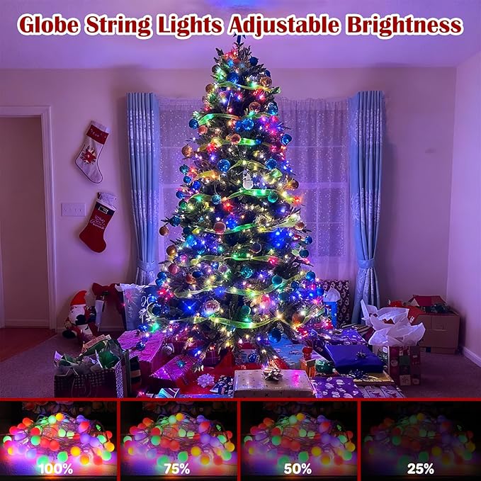 33 Feet 100 Led Fairy Lights Plug in, 8 Modes with Remote Indoor Globe Lights Outdoor Christmas Lights for Bedroom Party Wedding Garden Christmas Tree Decor(Multicolor)