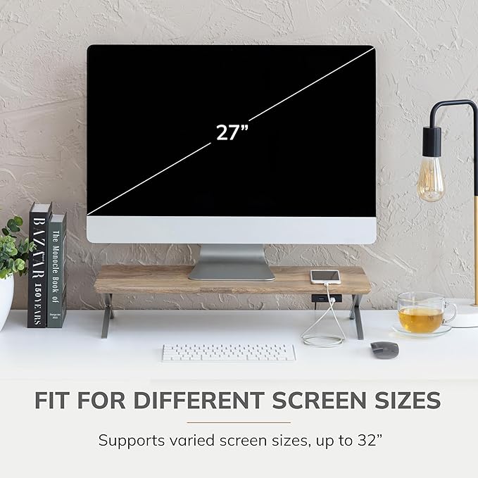 Anji Mountain Monitor Stand - Desktop Organizer & Laptop Riser, Ergonomic Monitor Riser, Space-Saving Monitor Stand for Desk, Durable Construction, Easy Assembly, Ideal for Home & Office,Natural